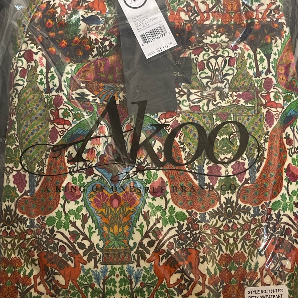 Akoo Ritzy Sweatpants Ketchup. Never worn, original plastic and tags.